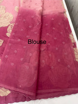 Double shade Semi organza saree with appliqué work - MSH949