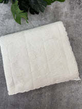 Mul chanderi applique work saree MSH184- White