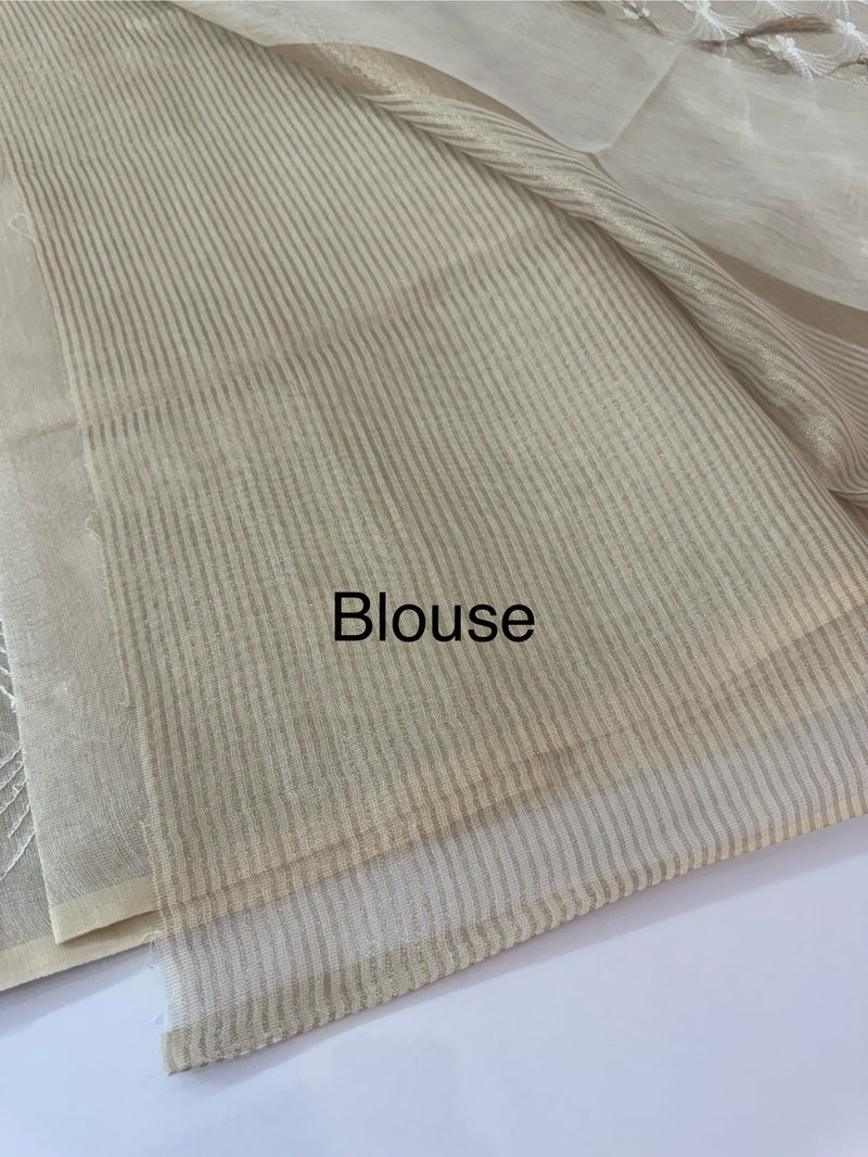 Chanderi Tissue silk saree MTTS651 - Beige