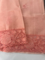 Viscose Organza saree with applique work-MSH101 Peach