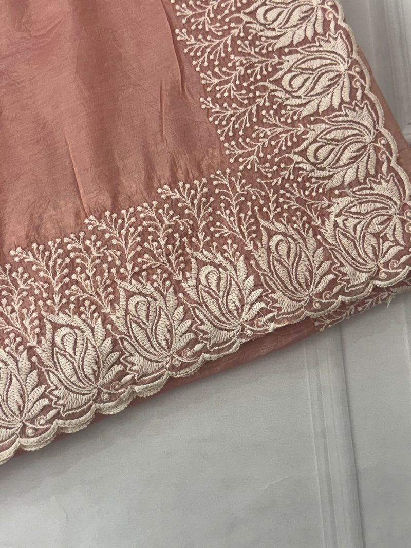 Crush Organza embroidery saree MS9739 Peach