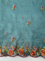 Crush Organza embroidery saree MS14567 Blue