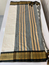 Cotton silk check saree with zari border MS6754