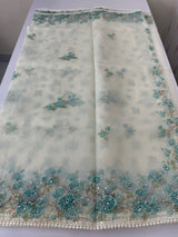 Organza saree with prints & hand embriodery work MS15333