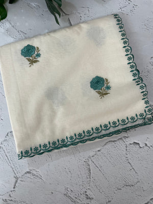 Mul chanderi embriodery saree with scalloped borders MSH290