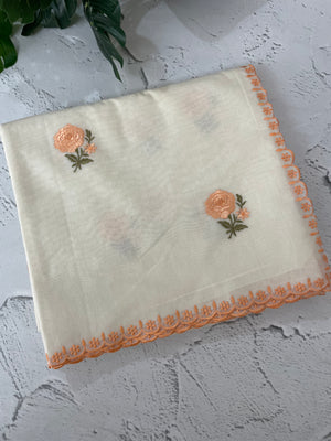 Mul chanderi embriodery saree with scalloped borders MSH290