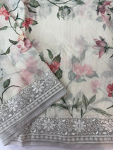 Chanderi digital printed saree with chikankari embriodery MSH171