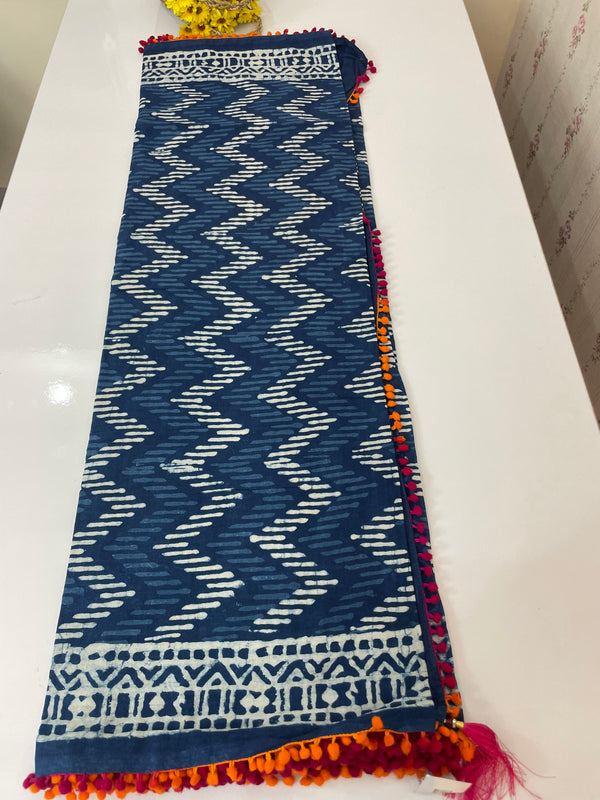 Pure mul cotton hand block printed saree SKSRMY