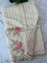 Mul chanderi applique work saree  MSH7371