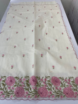 Mul chanderi embriodery saree with scalloped borders MSH176