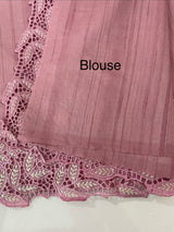 Semi tussar saree with cutwork MSHK566 OnionPink