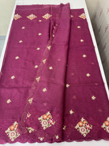 Silky kota saree with embriodery MS9087