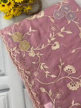 Pure Georgette saree with embriodery and applique work MS15567 Pink