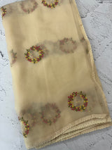 Crush chiffon saree with embroidery MCH345 Beige
