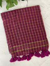 Soft mulcotton saree with zari checks MS4436