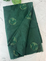 Organza saree with embroidery - MSH375 BottleGreen