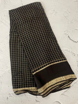 Crepe chiffon georgette saree with checks MS40097 BLACK