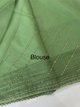 Handworked Organza saree and blouse MCW376 JadeGreen
