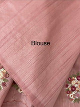 Blended tussar silk saree with embroidery- MS1072 NudePeach