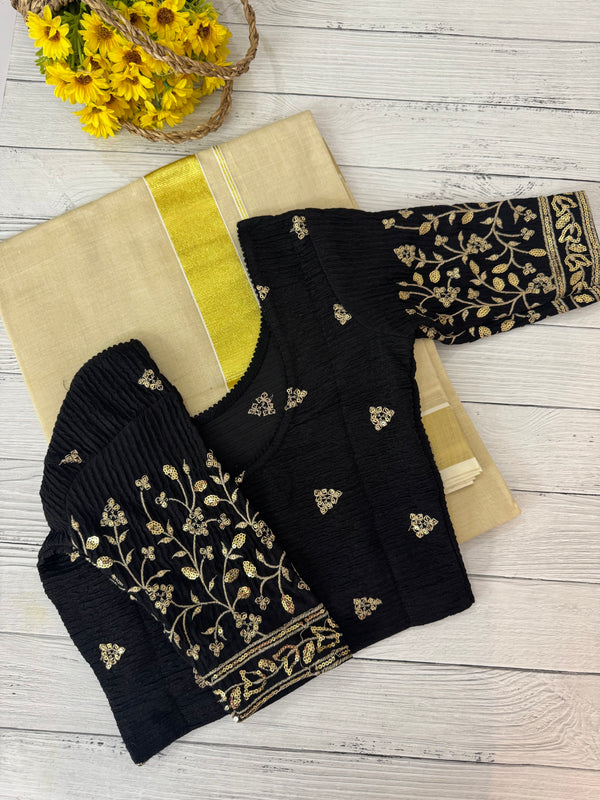 Stretchable Readymade blouse with sequence work- MSBL