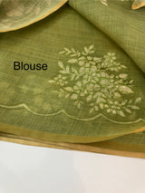 Tissue Linen Saree with applique work MRS890