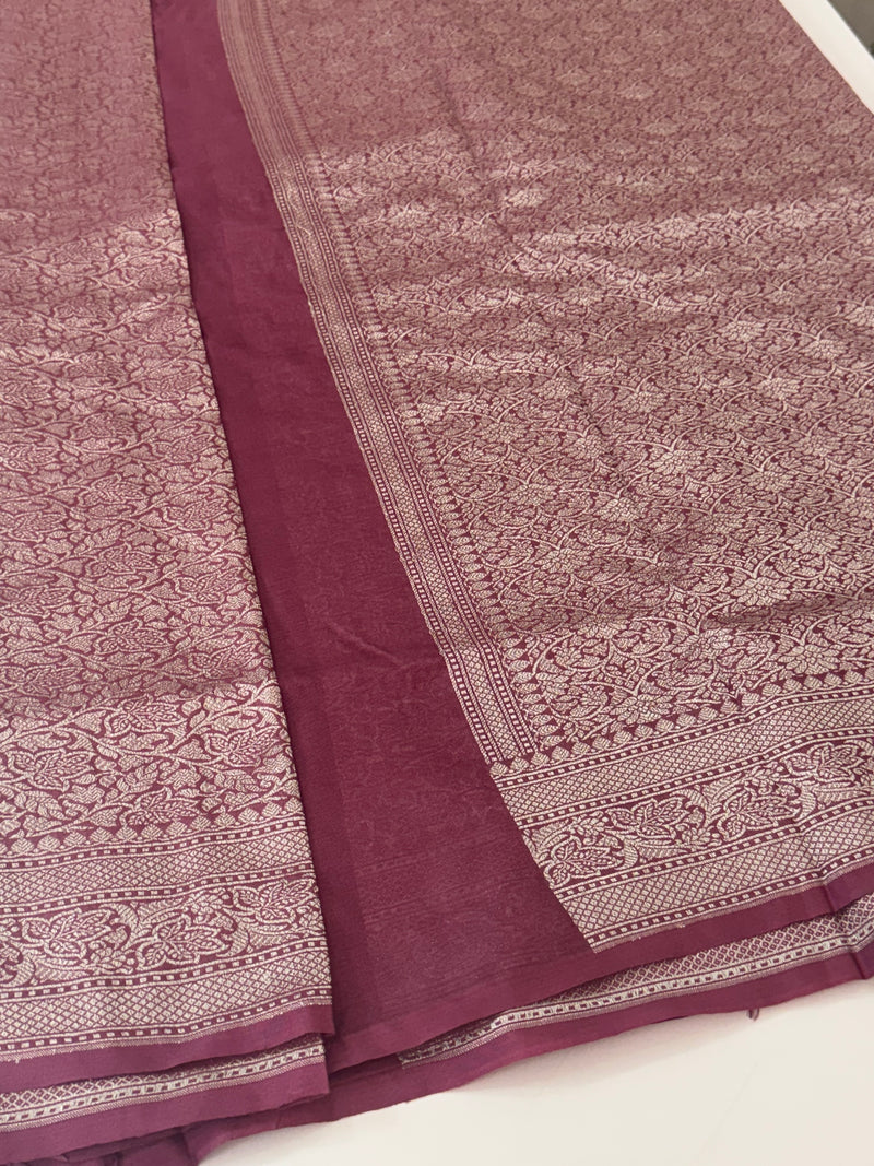 Banarasi semi katan saree in silver zari SHSNRIC