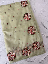 Glass tissue organza saree with embroidery MSF130