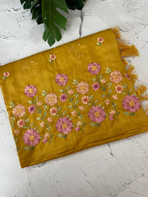 Art tussar saree with embroidery MST677