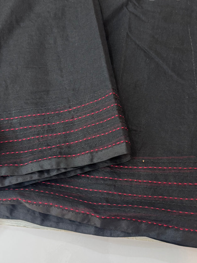 Supernet saree with kalamkari & kanta work MCJ786 Black & Red