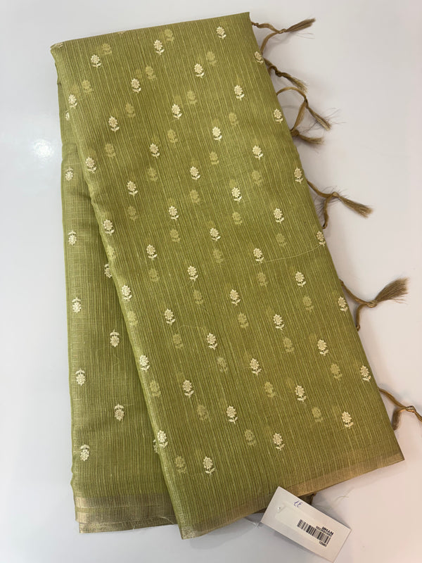 Tissue Silk embriodery saree MS49888- DuskyGreen