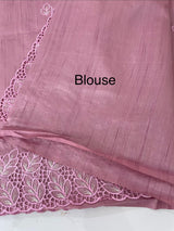 Semi tussar saree with cutwork MSHK566 OnionPink1