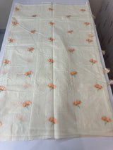 Mul chanderi saree with embriodery MSH114- Peach flowers