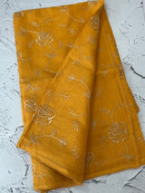 Soft kota checks saree with embroidery MSK2158- BrightYellow