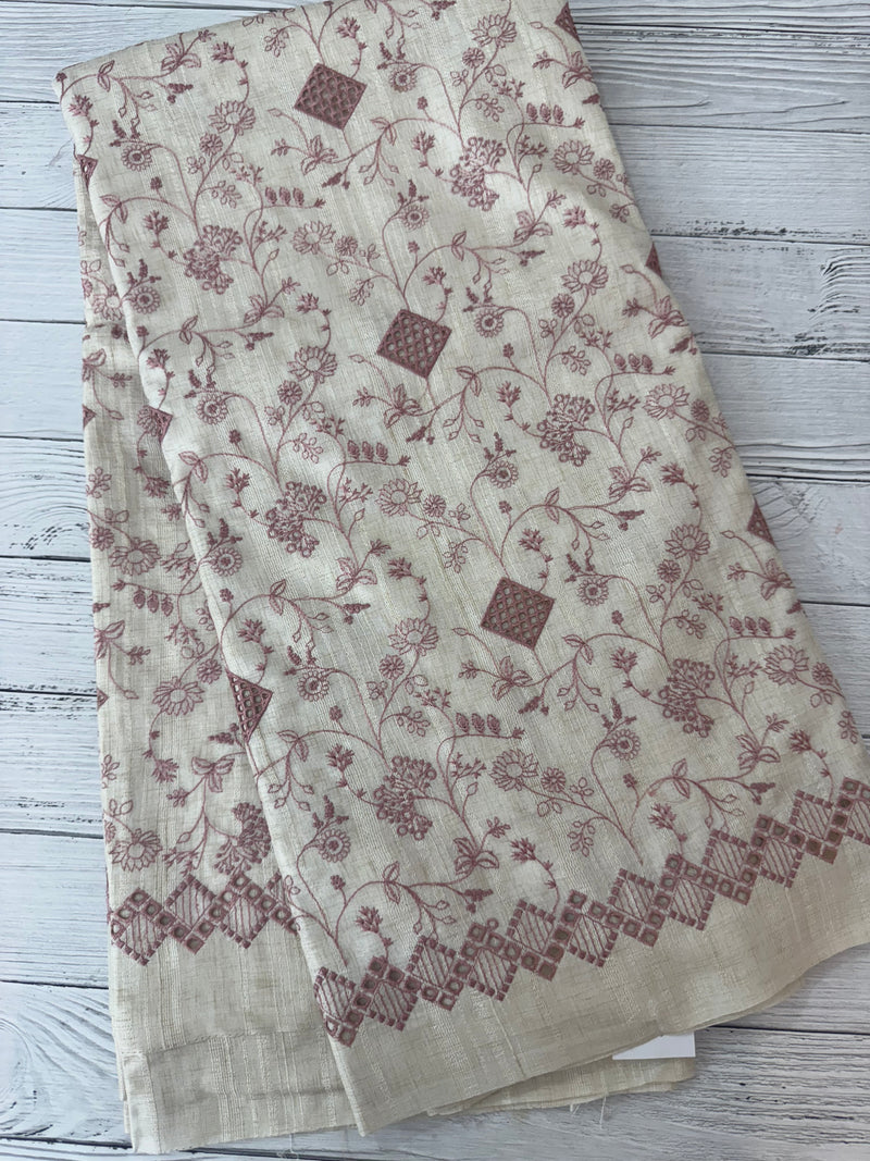 Jute tussar silk saree with cutwork & embroidery MS40414