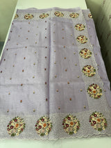 Silky kota embroidery saree MS5407 - Lavender