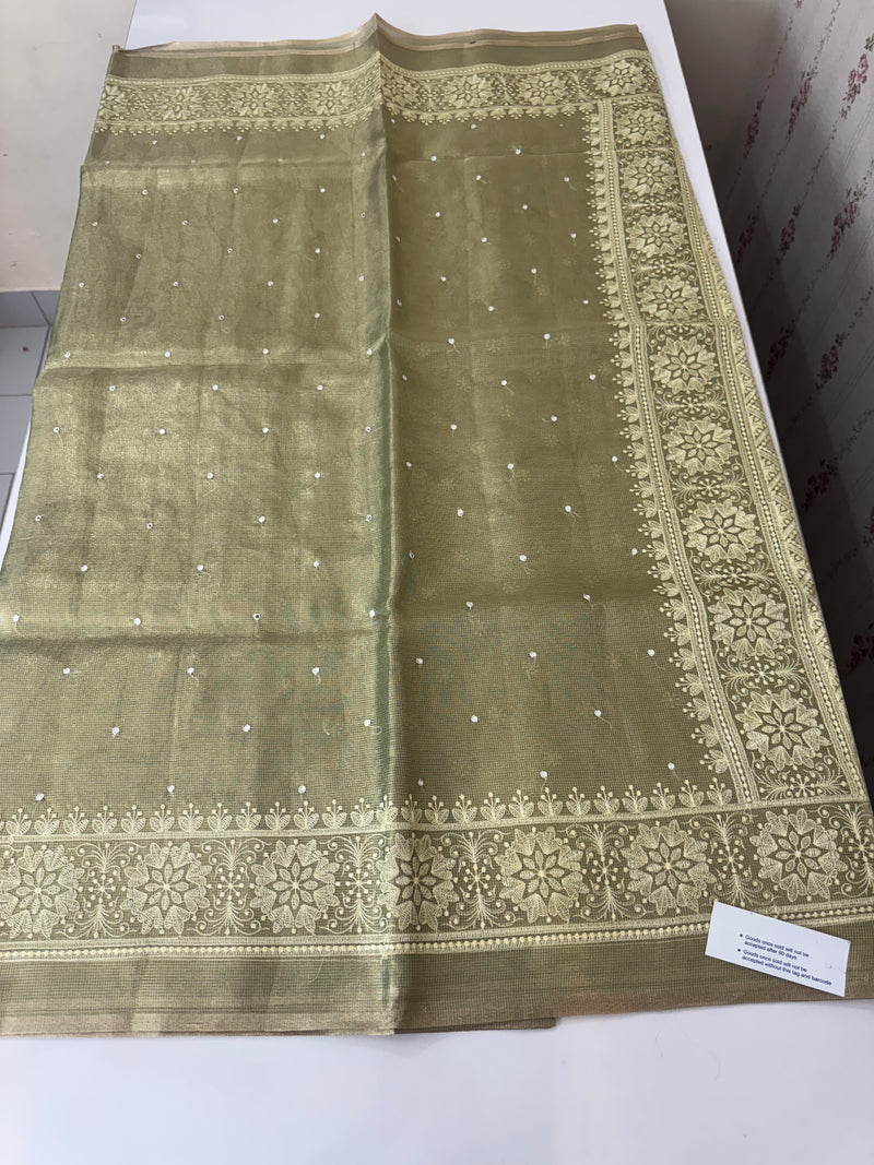 Tissue silk saree with Chikankari embroidery MTTS97(1)