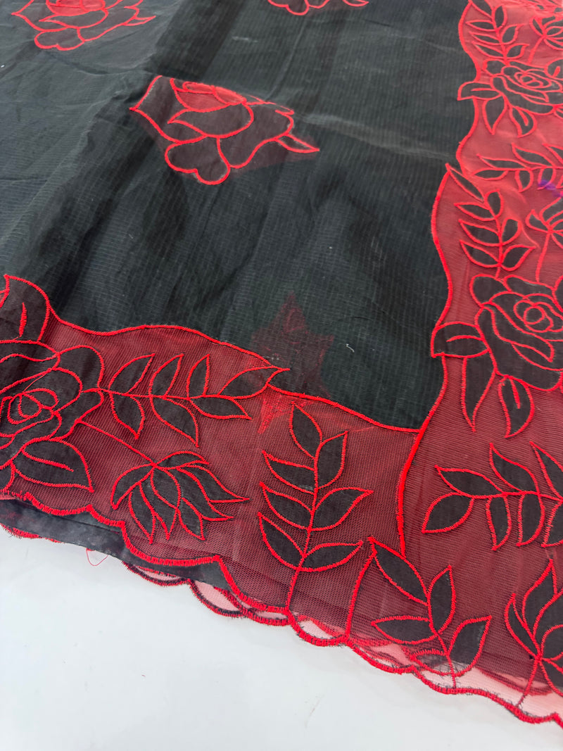NetKota Applique work saree  MSH110- Black & Red