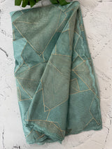 Glass organza saree with thread work- MOS330 Aquagreen