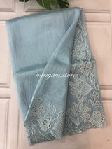 Tissue Organza cutwork sarees FBLK154 PastelBlue