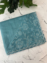 Cutwork Semi tussar saree MTSS674 Blue