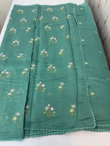 Blended Malai chanderi saree with embroidery MS5568 BlueGreen