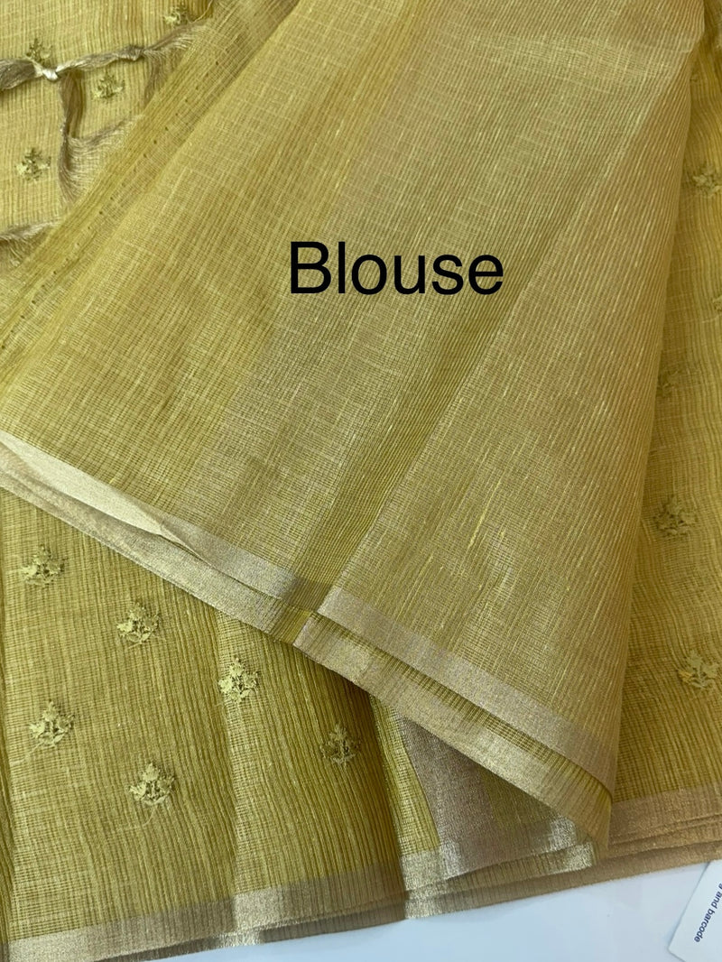 Tissue Silk embriodery saree MS49888- DuskyYellow
