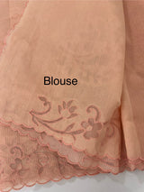 Moonga checks saree with Net Applique borders  MSH157 Peach