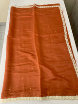 Blended Malai chanderi saree with lace borders MS5568