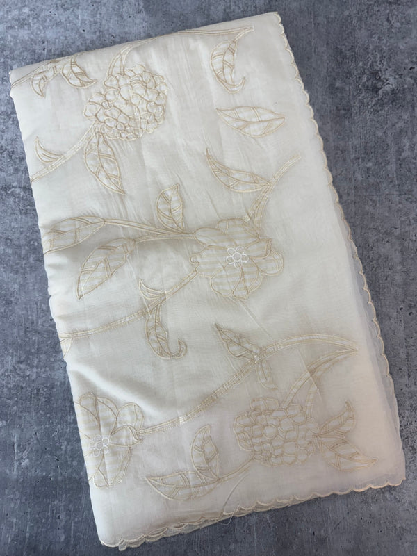 Mul chanderi applique work saree  MSH931 - Offwhite to Paleyellow