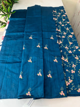 Blended crepe tussar saree with embriodery SSPNMNR