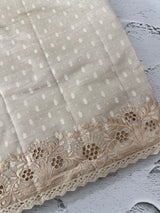 Cutwork blended tussar saree   - Cream MS5222
