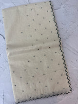 Mul Chanderi Tissue silk saree with foil work & scalloped borders - MNM249 Green