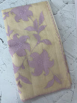 Moonga checks saree with Applique work  MSH160 - Cream & Lavender