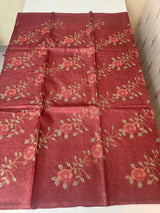 Pure desi tussar silk saree with embroidery- MTSS659 Maroon